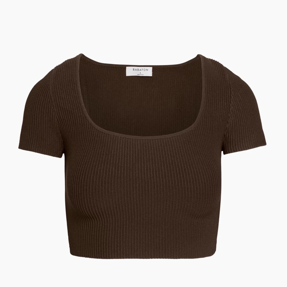 Aritzia Babaton Sculpt Knit Squareneck Top in Coffee Bean size 2XL